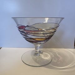 TGMG Romania Milano Mosaic Art Stained Glass Sherbet Bowl Purple Gold New Swirl