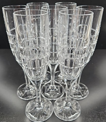 7 Ralph Lauren Cocktail Party Fluted Champagne Set Crystal Clear Stemware RL Lot