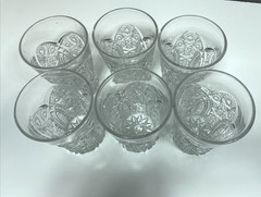 6pc EAPG McKee Toltec Clear Flat Tumbler Old Fashioned 4″ Pressed Glass USA MADE