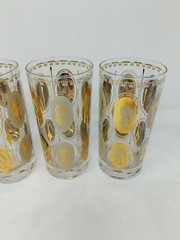 Gold Queen Women Portrait Highball Mid Century MCM Cosmopolitan Bar Glasses VTG