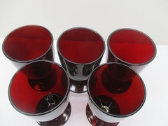 Set Of 5 Vintage 1950s Anchor Hocking Royal Ruby Red Footed Tumbler/Glasses 5″