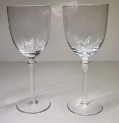 Pair Of Hoya Entasis Gold Water Goblets Glasses Wine Rare Discontinued Clear