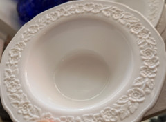 1) Indiana ORANGE BLOSSOM BOWL White MILK GLASS or Candle Votive EXC(9 AVAIL)