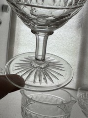 5 Piece Vintage / Antique Cut Glass Wine Rinser With 4 Wine Glasses