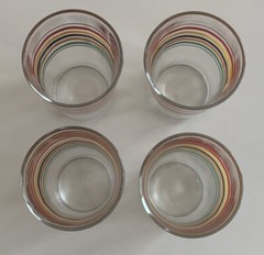 4 Vintage Striped Paneled Bands Juice/bar Glasses 4 Oz – 3.75” Rare Size NICE
