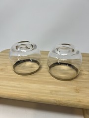 Set of 2 Dorothy Thorpe Thin Silver Band Roly Poly Glasses Cups Vintage MCM