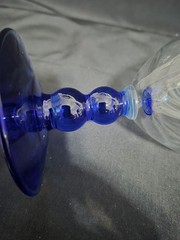 METROPOLIS BLUE LIBBEY GLASS BALL STEM ICED TEA GLASSES LOT OF 6
