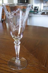 Tiffin Elegant Cut Glass Water Goblet Stem 15071-12 Flowers & Bulbs Pattern