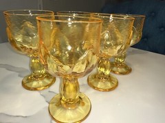 Set Of 6 Cornsilk Yellow Tiffin Franciscan Cabaret Wine Goblets 6″ Tall Heavy