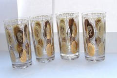 Set of 4 Royal Women Courtesan Highball Glasses Gold MCM Barware