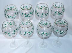 Set of 4 – Lenox Christmas Wine Glasses Holiday Balloon Holly Berry Design 12 Oz