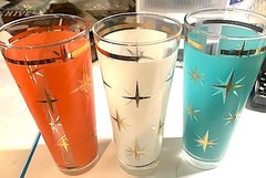 Bartlett-Collins Atomic North Star Tall Cocktail Glasses MCM Starburst Set of 3