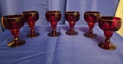 Ruby Red Glass Goblets Champagne Cocktail Wine Dessert Set of 6