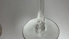 Libby Rock Sharpe Etched “Crystal Leaf” 8 Oz Wine Glass Faceted Stem 7 1/4”h MCM