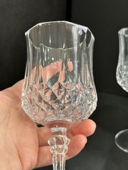 Elegant Vintage Longchamp Cristal D’ Argues Crystal Wine Glasses Set X 8