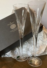 Waterford Crystal Toasting Flutes Pair 100th Anniversary Times Square Light 2008