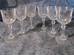 Set of Six Vintage Cut Crystal Small Goblets/Wine Glasses