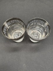 MCM Atomic Silver Band Double Shot Glasses Barware Set of 2 Vintage Barware