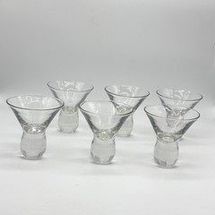 Vintage Seeded Glass Martini Cocktail Glasses Set Of 6 Weighted Base