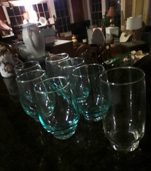 Set of 7 Clear Glass Tumbler Glasses Round Drinkware