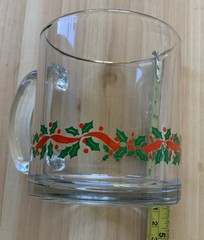 Vintage Libbey Christmas Glass Mug – Holly With Gold Trim. 4”