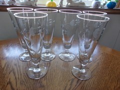 Pilsner Heritage Etched 11 Oz Smooth Stem Crystal Blown Glass – Set of 6