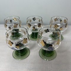 Schott Zwiesel Cordial Glass Gold Trim Beehive Stem Short Mini Vintage Set of 5