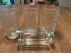 Set of 4 ANCHOR HOCKING Tartan Clear Water/Ice Tea Glasses Heavy Sturdy 6″