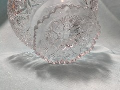 Vintage Imperial Crystal Footed Bowl Sawtooth Edge Pedestal 8.5” Dia X 4.5”