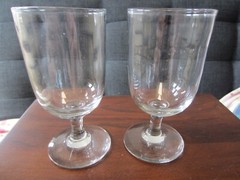 2x FOSTER brothers ST.JOHNS Quebec BLOWN IN MOLD 5″ GLASS GOBLET circa 1865-1875