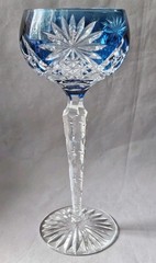 Antique Bohemian Cobalt Blue Glass w/ Zipper Cut Stem 7.5 Inches NM