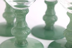 Set of 7 Villeroy & Boch Isabelle Blown Glass Water Goblets in Jade Green