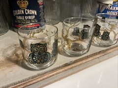 Set Of 3 Libbey Juice Glass – Raised Design – Owl Family – Approx 8oz Vintage
