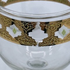 Set 8 Vintage Blown Glass Culver Antiqua Ornate 22K Gold Band 6″ Wine Glasses