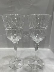 Set of 2 Tulip Garden By Block Crystal Vintage Bar Ware 8 1/4” Tall Water Goblet
