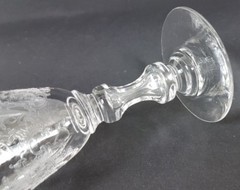 3 Glasses/ Foot Beaker Etched Decor Pierced Air Bubble About 1880 AL260