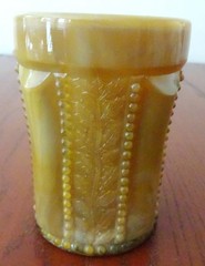 *HOLLY BEADED PANELS CARAMEL SLAG 12 OZ TUMBLER JOE ST. CLAIR-B126-E