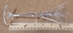 VINTAGE CRYSTAL ETCHED FLOWER & LEAVES DESIGN SMOOTH STEM SHOT GLASS