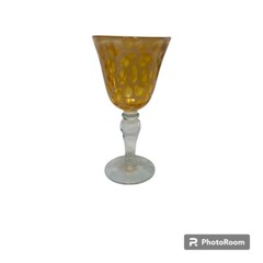 Set of 6 – Large Blown Glass Wine Water Goblet with Amber Giraffe Print