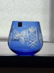 Set Of 2 Bohemian Style Crystal Cut To Clear Roly Poly Rocks Glasses Tumblers