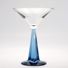 Sapphire Blue Stem Cocktail Glass Tapered Gin Martini Twist Design Unmarked