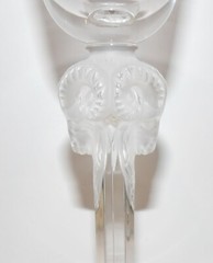 EXQUISITE RARE NACHTMANN LICHTCRYSTAL CRYSTAL FROSTED RAM HEAD 10″ WINE GLASS