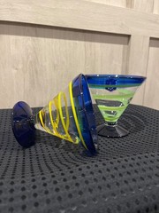 Kosta Boda Royal Caribbean Martini Margarita Swirl Glass Hand Blown Cobalt Blue