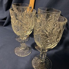 6 Vtg Libbey Hobstar Goblets 1970s, 12oz