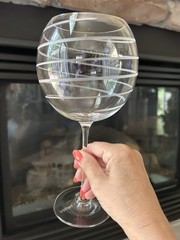 6 MIKASA CRYSTAL «CHEERS» BALLOON WINE 24oz 9″ GLASSES GOBLETS SWIRLS DOTS WAVES