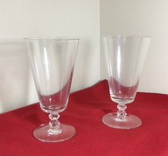 SET OF 2 VINTAGE CAMBRIDGE «CORINTH» OPTIC CUT CRYSTAL ICED TEA GLASSES 6-3/8”