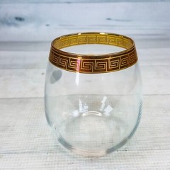 Cristalleria Gold Rimmed Border Stemless Wine Cocktail Glass Made in Italy