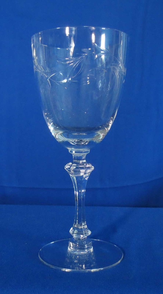 Tiffin Franciscan Dolores Water Goblet Clear Glass Cut Stem 17453 Floral USA