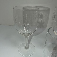 Vtg 3 Libbey Candlelight Etched Wine Glasses Goblets MCM Starburst Various Sizes