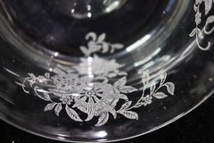 MORGANTOWN FLORET ETCHED FLOWERS 5 SEAFOOD COCKTAIL NO LINER GOBLETS 4 3/4″ TALL
